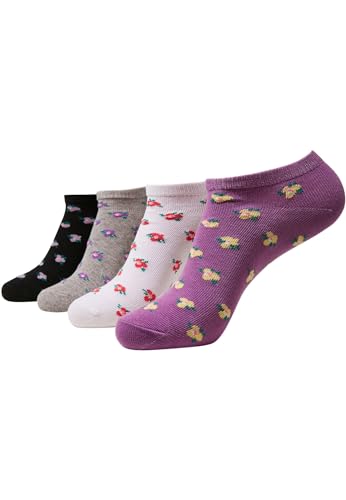 Urban Classics Recycled Yarn Flower Invisible Socks 4-Pack, grey+black+white+lilac, 39-42 von Urban Classics