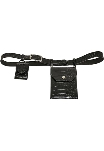 Urban Classics Unisex Croco Synthetic Leather Belt With Pouch black/silver, S/M von Urban Classics