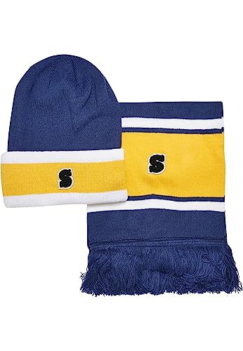 Urban Classics Unisex College Team Package Beanie and Scarf spaceblue/californiayellow/wht, one Size Urban Classics Unisex College Team Package Beanie and Scarf spaceblue/californiayellow/wht, one Size von Urban Classics