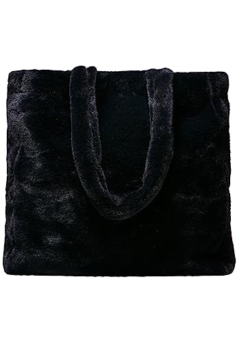Urban Classics Unisex Fake Fur Tote Bag black, one size von Urban Classics