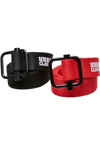 Urban Classics Unisex UCK4294-Industrial Canvas Kids 2-Pack Belt, Black/red, one Size von Urban Classics