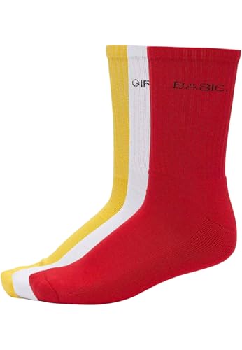 Urban Classics Unisex TB3306-Wording 3-Pack Socken, Yellow/red/White, 47-50 von Urban Classics