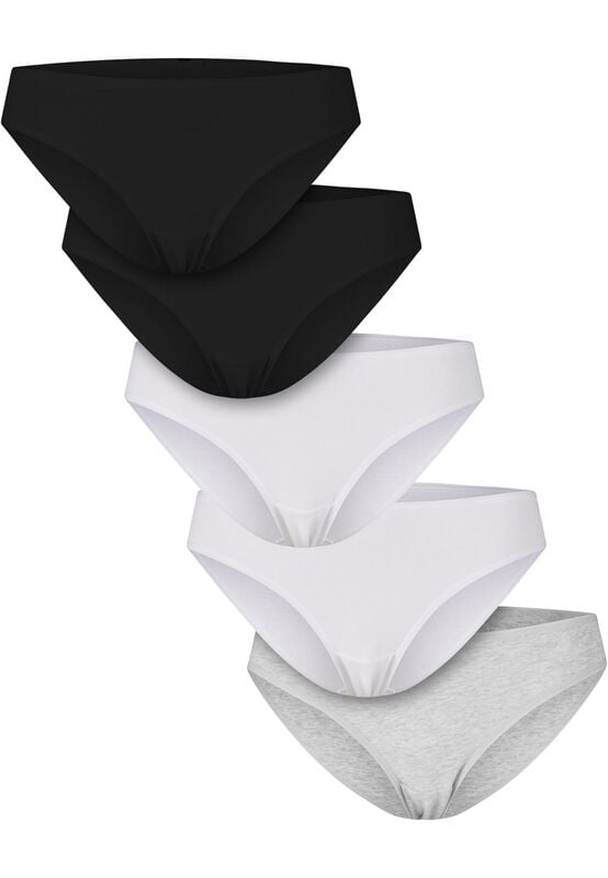 Urban Classics Wäsche-Set - Ladies Basic Cotton Slip 5-Pack - S bis XL - für Damen - Größe L - schwarz/weiß/grau meliert von Urban Classics