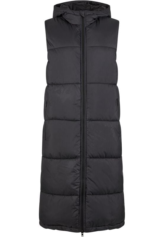 Urban Classics Weste - Ladies Long Hooded Puffer Vest - XS bis M - für Damen - Größe M - schwarz von Urban Classics