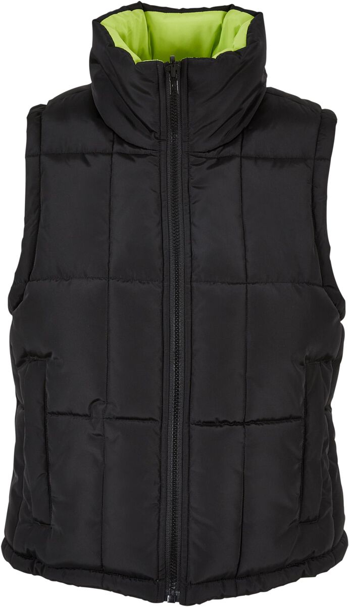 Urban Classics Weste - Ladies Reversible Cropped Puffer Vest - XS bis XL - für Damen - Größe L - schwarz/neon von Urban Classics