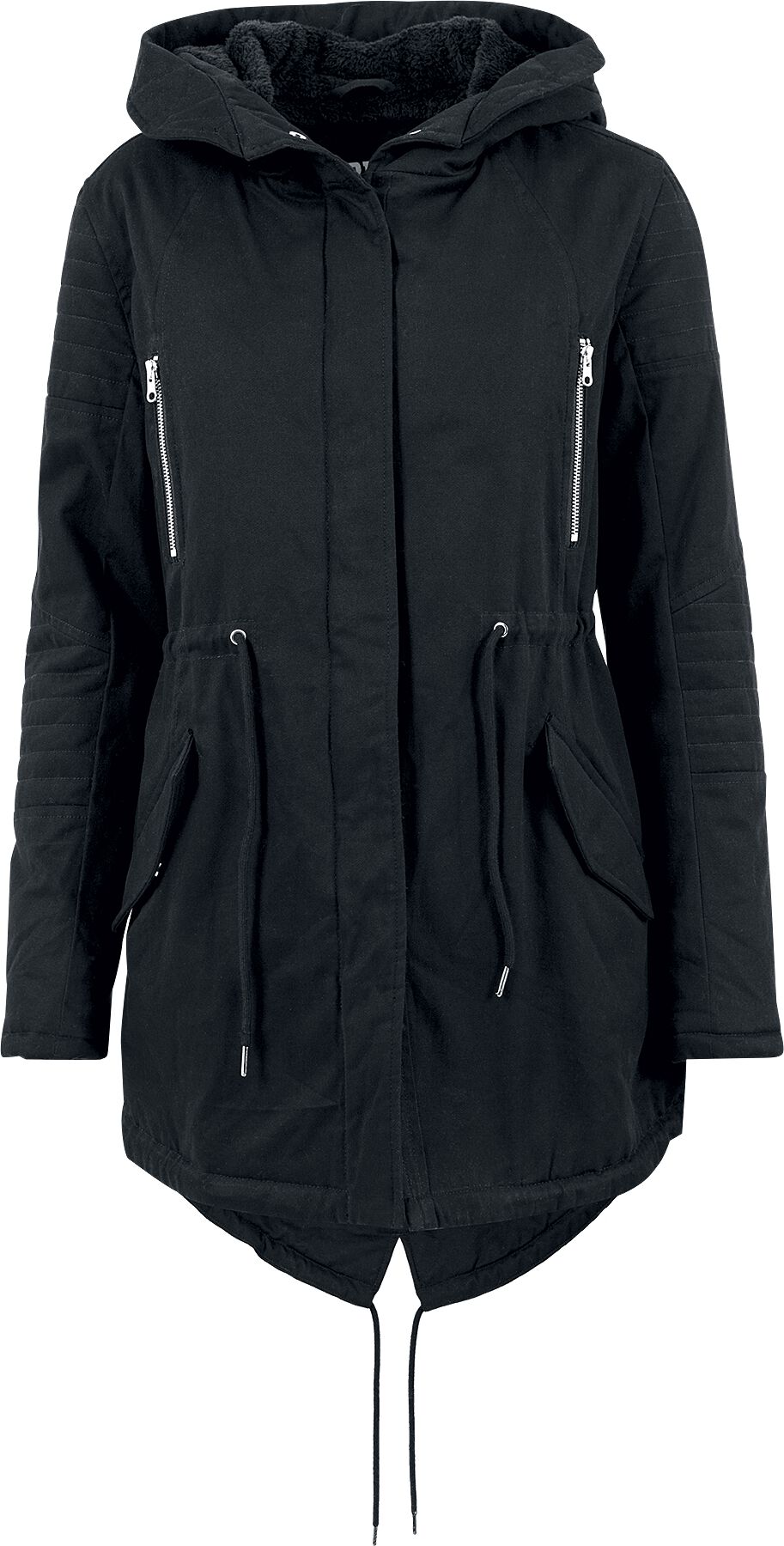 Urban Classics Winterjacke - Ladies Sherpa Lined Cotton Parka - XS bis 5XL - für Damen - Größe 5XL - schwarz von Urban Classics