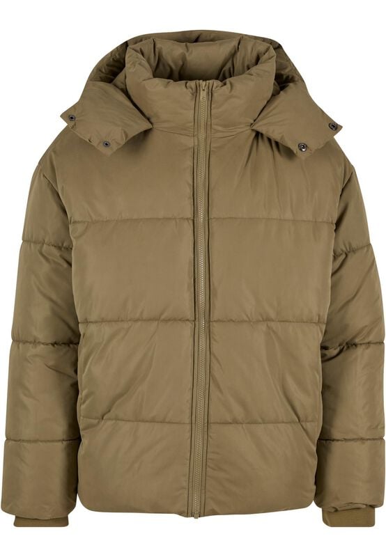 Urban Classics Winterjacke - Puffer Jacket With Flap Hood - S bis XXL - für Männer - Größe XL - oliv von Urban Classics