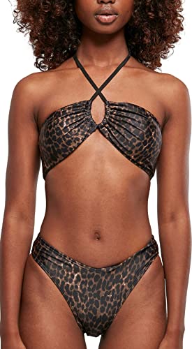 Urban Classics Women's TB5027-Ladies AOP Hot V Bikini, brownleo, M von Urban Classics