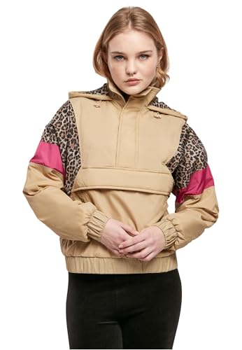 Urban Classics Damen Ladies AOP Mixed Pull Over Jacket unionbeige/darkleo/w., S von Urban Classics