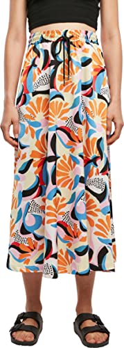 Urban Classics Damen Ladies AOP Satin Midi Skirt, Multi-coloured, L von Urban Classics