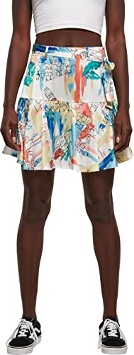 Urban Classics Women's TB5008-Ladies AOP Satin Mini Skirt, softyellowvacation, M von Urban Classics