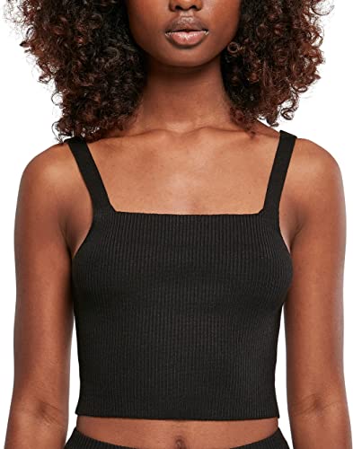 Urban Classics Women's Ladies Cropped Knit Top T-Shirt, Black, 3XL von Urban Classics