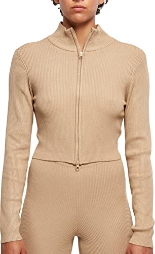 Urban Classics Women's TB5089-Ladies Cropped Rib Knit Zip Cardigan Sweater, unionbeige, S von Urban Classics