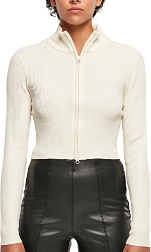 Urban Classics Women's TB5089-Ladies Cropped Rib Knit Zip Cardigan Sweater, whitesand, XS von Urban Classics