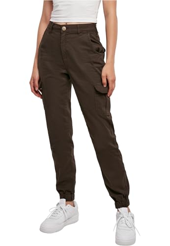 Urban Classics Damen Ladies High Waist Cargo Pants Hose, Brown, 33 von Urban Classics