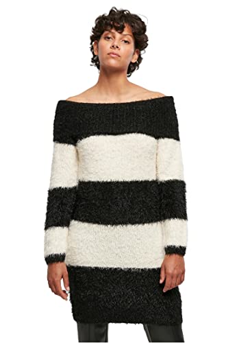 Urban Classics Women's Ladies Off Shoulder Feather Casual Dress, Black/whitesand, 4XL von Urban Classics