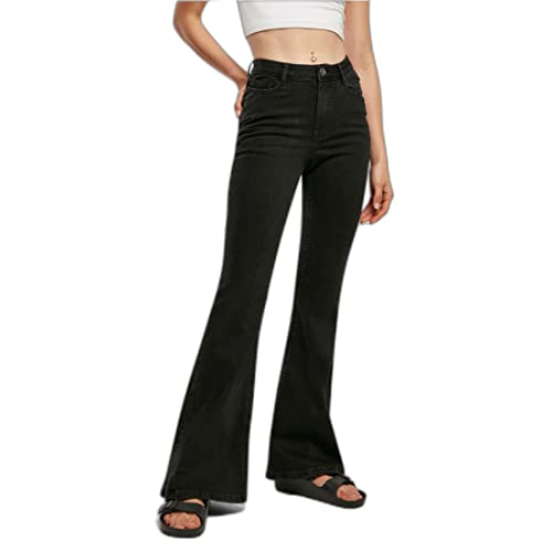 Urban Classics Women's TB5050-Ladies Organic High Waist Flared Denim Pants, Black Washed, 29 von Urban Classics