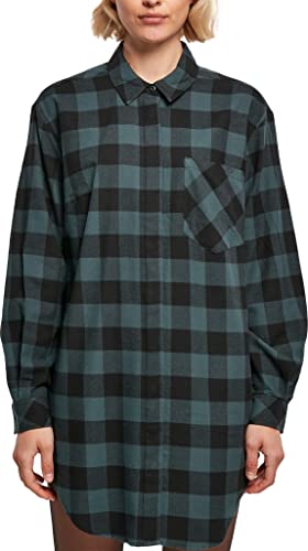 Urban Classics Women's Ladies Oversized Check Flannel Shirt Casual Dress, Jasper/Black, 3XL von Urban Classics