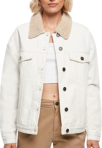 Urban Classics Women's Ladies Oversized Sherpa Denim Jacket Jacke, Offwhite raw, XL von Urban Classics