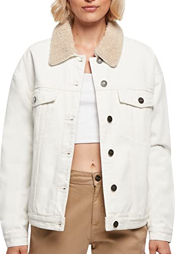 Urban Classics Women's TB5077-Ladies Oversized Sherpa Denim Jacket Jacke, Offwhite raw, XS von Urban Classics