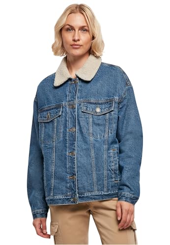 Urban Classics Damen Ladies Oversized Sherpa Denim Jacket Blue Washed, 4XL von Urban Classics