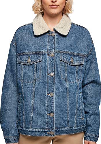 Urban Classics Women's Ladies Oversized Sherpa Denim Jacket Jacke, clearblue Washed, XXL von Urban Classics