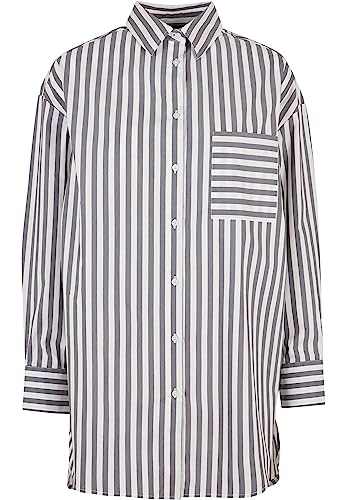 Urban Classics Women's TB5041-Ladies Oversized Stripe Shirt, White/darkshadow, M von Urban Classics