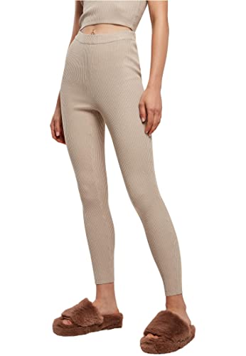 Urban Classics Women's TB5057-Ladies Rib Knit Leggings Yoga Pants, lighttaupe, M von Urban Classics