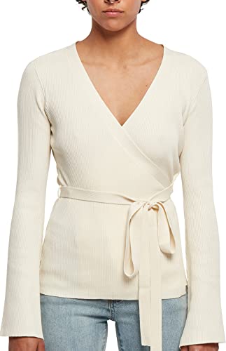 Urban Classics Women's Ladies Rib Knit Wrapped Cardigan Sweater, whitesand, M von Urban Classics