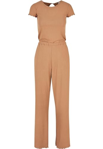 Urban Classics Women's Ladies Rib Wid Leg Jumpsuit, darktaupe, L von Urban Classics