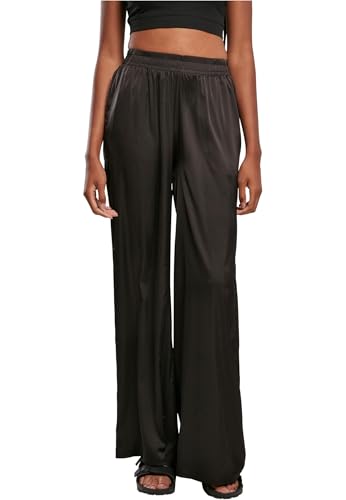 Urban Classics Damen Ladies Satin Wide Leg Pants Black, XS von Urban Classics