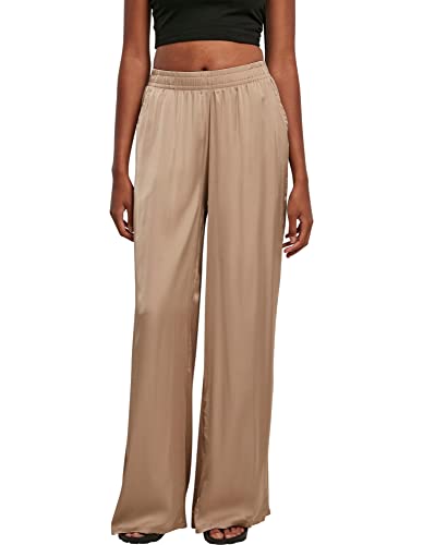 Urban Classics Damen Women's Satin Wide Leg Trousers Pants, Softtaupe, S EU von Urban Classics