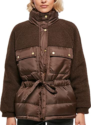 Urban Classics Women's TB3768-Ladies Sherpa Mix Puffer Jacket Jacke, Brown, L von Urban Classics