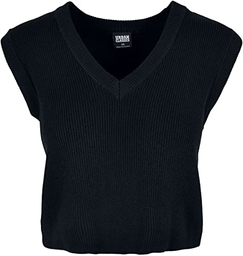 Urban Classics Women's TB4787-Ladies Short Knittd Slip On Pullover Sweater, Black, 3XL von Urban Classics