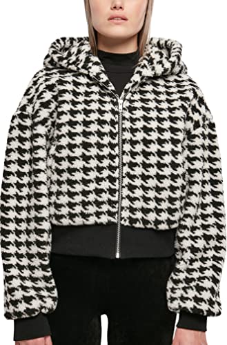 Urban Classics Women's TB5079-Ladies Short Oversized AOP Sherpa Jacket Jacke, blackhoundstooth, L von Urban Classics