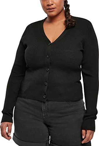 Urban Classics Women's Ladies Short Rib Knit Cardigan Sweater, Black, 5XL von Urban Classics