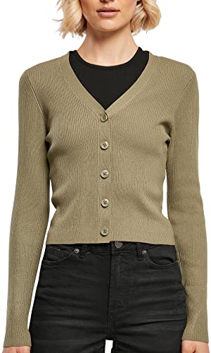 Urban Classics Women's TB4806-Ladies Short Rib Knit Cardigan Sweater, Khaki, S von Urban Classics