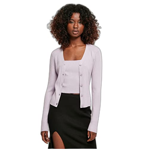 Urban Classics Women's Ladies Short Rib Knit Cardigan Sweater, Lilac, 3XL von Urban Classics