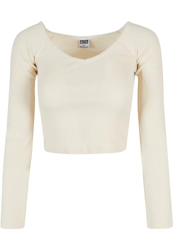 Urban Classics Women's TB5416-Ladies Short Rib Wide V-Neck Longsleeve T-Shirt, whitesand, 5XL von Urban Classics