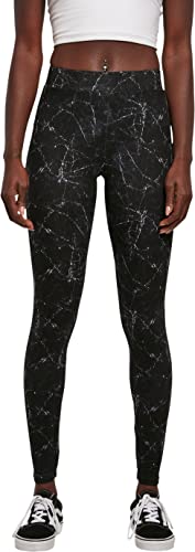 Urban Classics Damen Ladies Soft AOP Leggings Yoga Pants, blackmarble, XL von Urban Classics