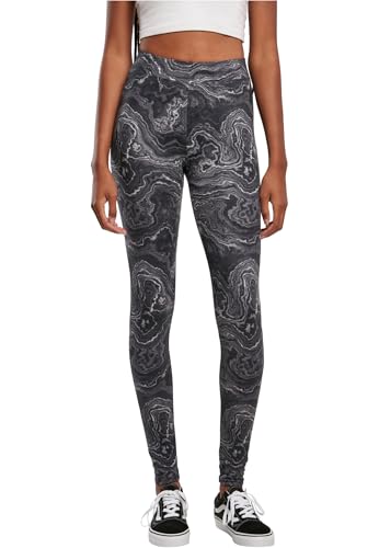 Urban Classics Damen Ladies Soft AOP Leggings Yoga Pants, blackoil, S von Urban Classics