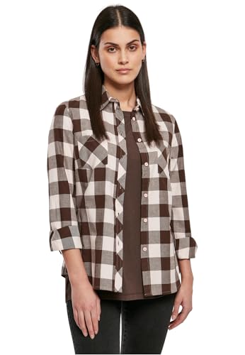 Urban Classics Damen Ladies Turnup Checked Flanell Shirt Hemd, pink/brown, M von Urban Classics