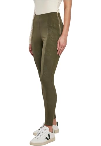 Urban Classics Damen Ladies Washed Faux Leather Pants, Olive, XL von Urban Classics