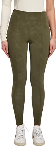 Urban Classics Damen Ladies Washed Faux Leather Pants, Olive, XXL von Urban Classics