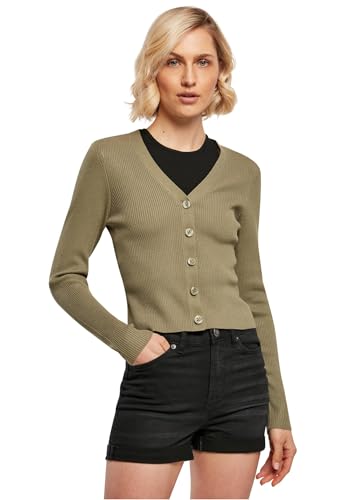 Urban Classics Women's Ladies Short Rib Knit Cardigan Sweater, Khaki, XXL von Urban Classics