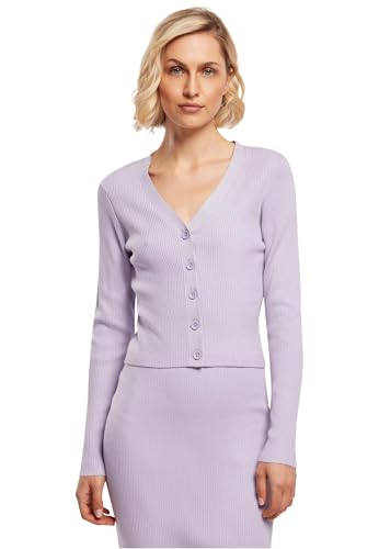 Urban Classics Women's TB4806-Ladies Short Rib Knit Cardigan Sweater, Lilac, L von Urban Classics