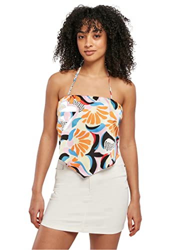 Urban Classics Damen Ladies Cropped AOP Satin Triangle Top magicmangoabstract, L von Urban Classics