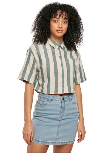 Urban Classics Women's TB5046-Ladies Short Oversized Stripe Shirt, greenlancer/softseagrass, XL von Urban Classics
