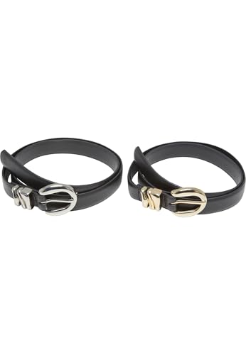 Urban Classics Women's TB7213A-Chunky Multiple Loop Synthetic Leather 2-Pack Belt, Black/Gold+Black/Silver, S/M von Urban Classics