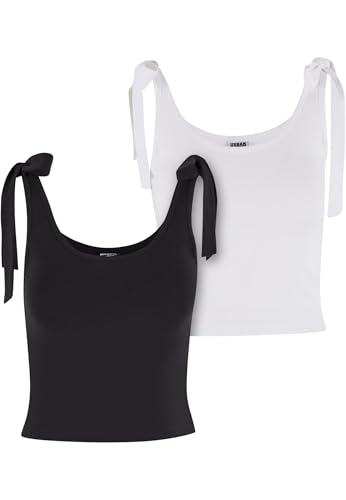 Urban Classics Women's TB7520A-Ladies Tied Basic Jersey Top 2-Pack T-Shirt, Black/White, Small Urban Classics Women's TB7520A-Ladies Tied Basic Jersey Top 2-Pack T-Shirt, Black/White, Small von Urban Classics